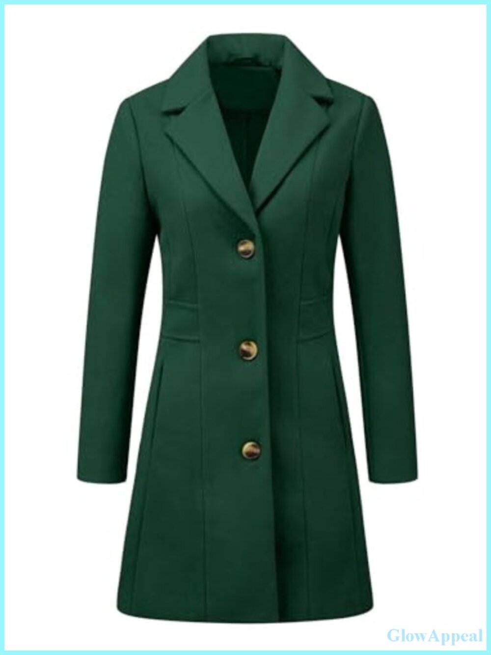 Women's Long Pea Coat Winter Trench Style Single Breasted Lapel Warm Overcoat